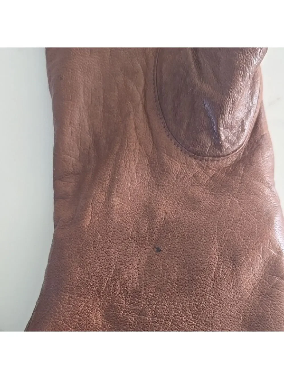 Isotoner Cashmere Lined Brown Leather Gloves with Faux Fur Cuff